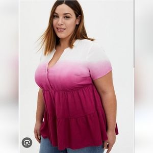 Torrid ombre tiered top, size 3x, pink and white